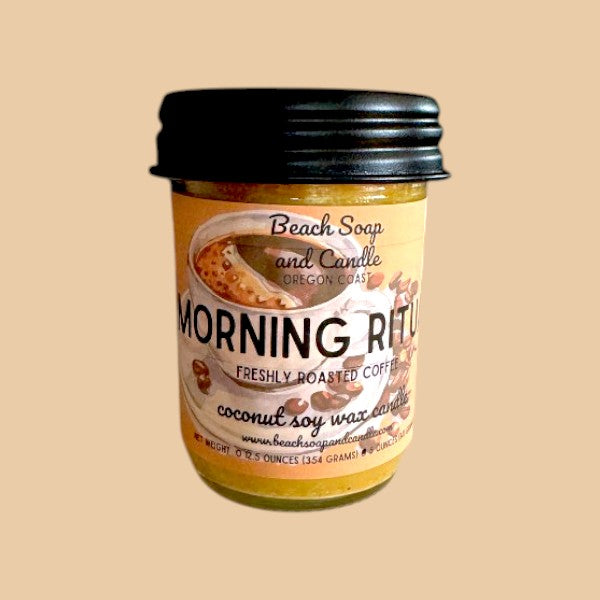 Morning Ritual Fresh Roasted Coffee, Coconut Soy Wax Mason Jar Candle