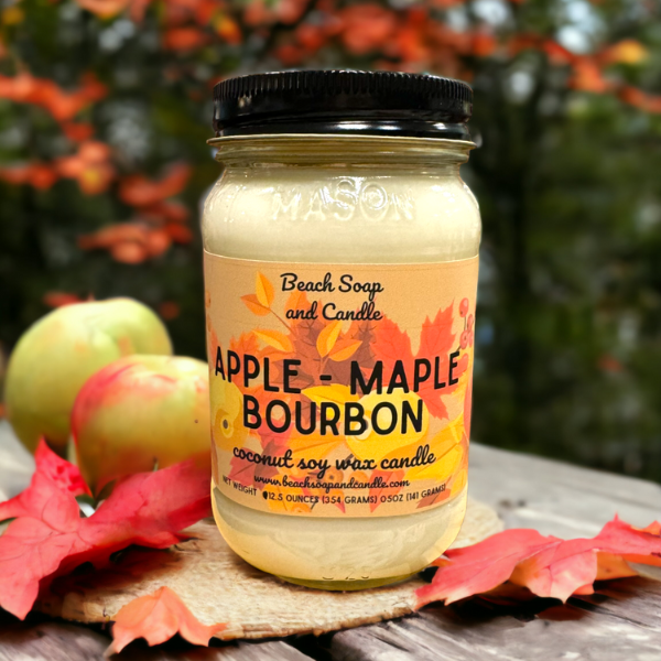 Apple Maple Bourbon  - Coconut Soy Wax Mason Jar Candle