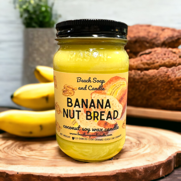 Banana Nut Bread - Coconut Soy Wax Mason Jar Candle