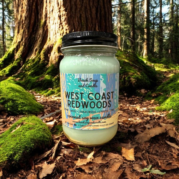 West Coast Redwoods, Coconut Soy Mason Jar Candle