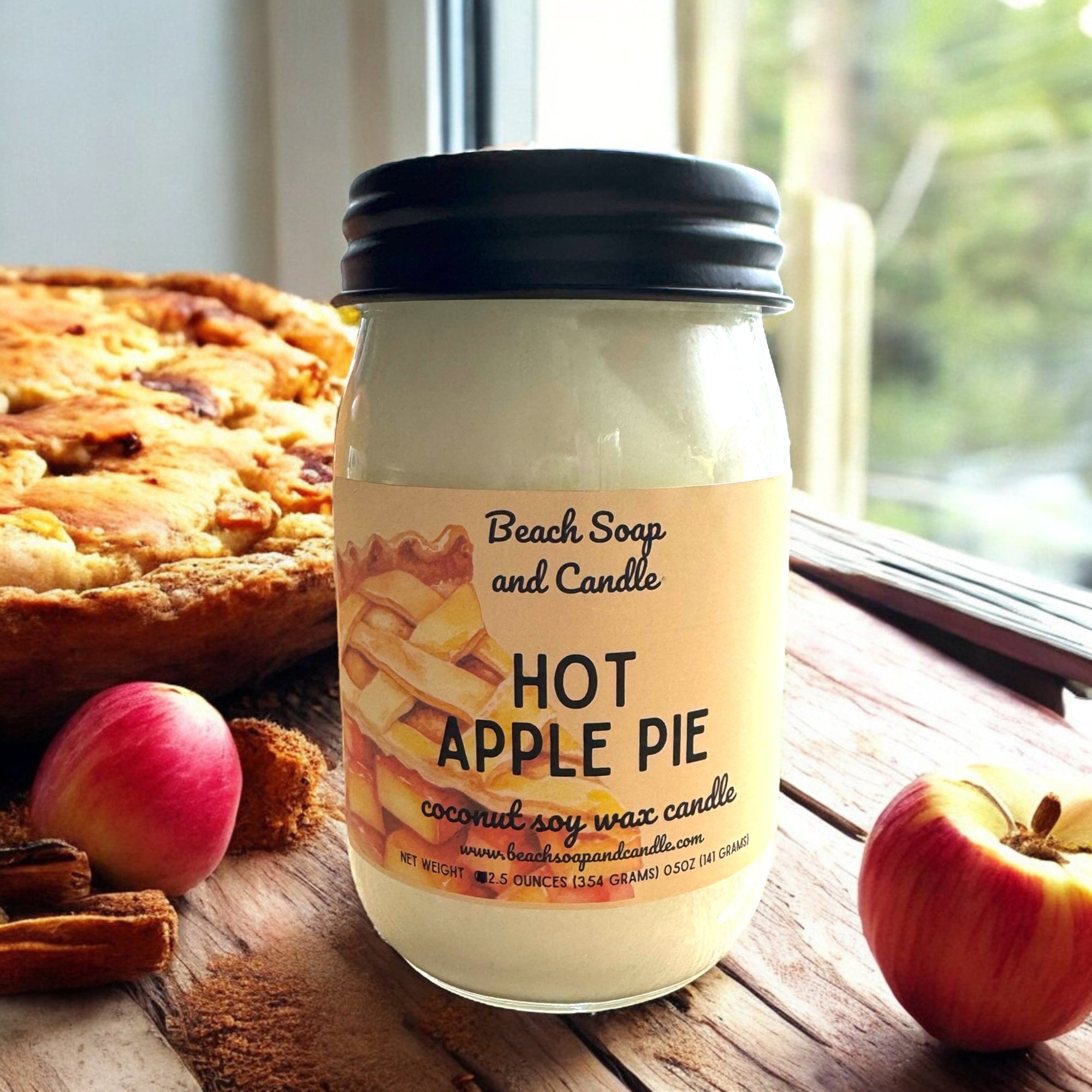 Hot Apple Pie  - Coconut Soy Wax Mason Jar Candle