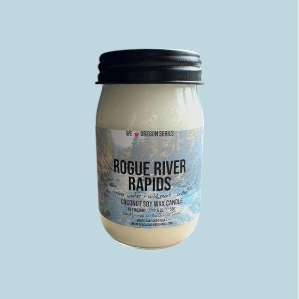 Rogue River Rapids, Coconut-Soy Wax Mason Jar Candle