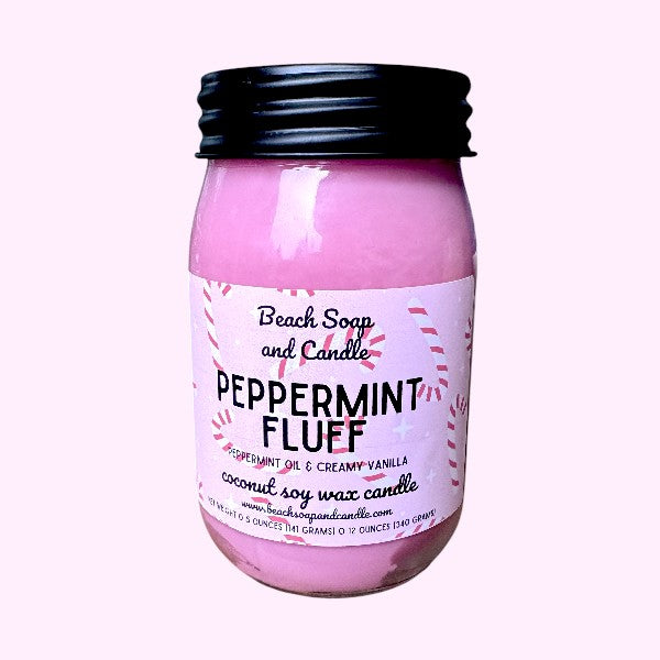 Peppermint Fluff, Coconut Soy Mason Jar Candle