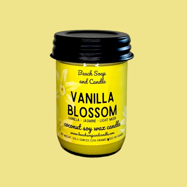 Vanilla Blossom, Coconut Soy Mason Jar Candle