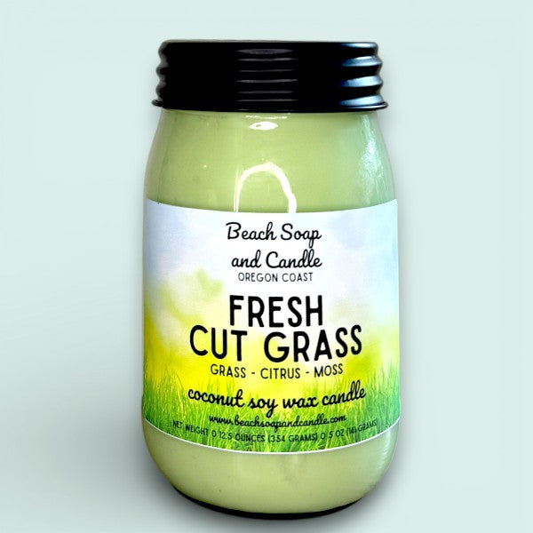 Fresh Cut Grass - Coconut Soy Wax Mason Jar Candle
